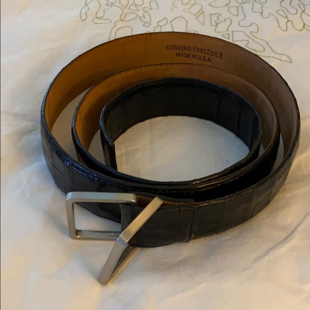 Peter Millar black crocodile belt
